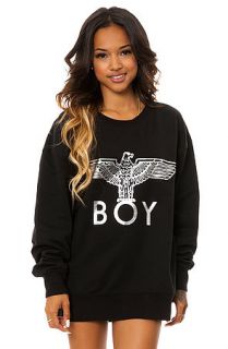 Boy London Sweatshirt Boy Eagle in Silver Foil and Black