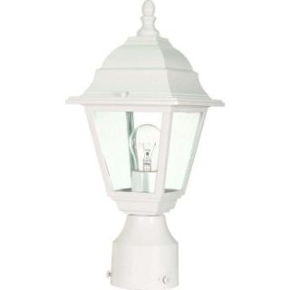 Glomar Briton 1 Light 14 in. Outdoor White Post Lantern with Clear Glass Shade HD 546