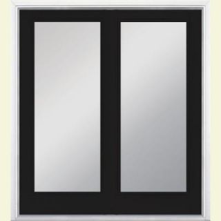 Masonite 60 in. x 80 in. Jet Black Prehung Left Hand Inswing Full Lite Steel Patio Door with No Brickmold in Vinyl Frame 21801