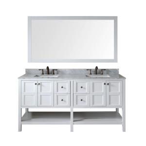 Virtu USA Winterfell 72 in. Double Vanity in White with Marble Vanity Top in Italian Carrara White ED 30072 WMSQ WH