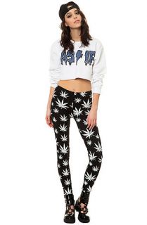O Mighty Leggings The Weed in Black and White