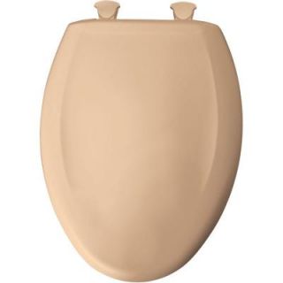 BEMIS Slow Close STA TITE Elongated Closed Front Toilet Seat in Peach Bisque 1200SLOWT 213