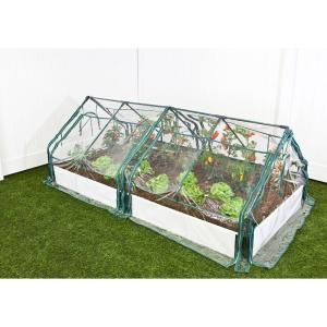 Frame It All 4 ft. x 8 ft. x 16 in. White Composite Raised Garden Bed Kit with Two Greenhouses 300001210