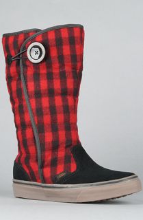Vans Footwear The Phoebe CL Rain Boot in Black and Red Plaid