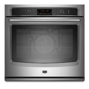Maytag 30 in. Single Electric Wall Oven Self Cleaning with Convection in Stainless Steel MEW9530AS