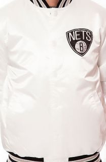 Starter Jacket The White Christmas Edition Brooklyn Nets Starter in White and Black