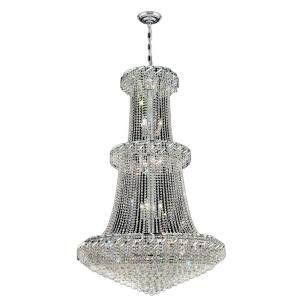 Worldwide Lighting Empire Collection 32 Light 66 in. Chrome and Clear Crystal Chandelier W83036C42