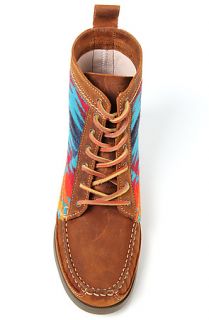 *Sole Boutique Boot Samosa in Brown Leather and Turquoise Pendleton Fabric