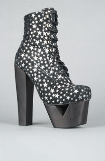 Jeffrey Campbell The Razor Shoe in Black and Silver Suede