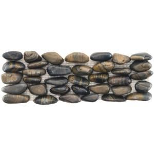 Merola Tile Riverstone Horizon Tiger Eye 4 in. x 12 in. x 12 mm Natural Stone Mosaic Floor and Wall Tile GDMHSTE