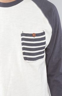 Under Two Flags The Pocket Baseball Tee in White Blue