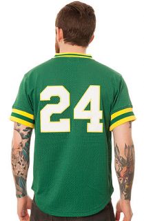 Mitchell & Ness The 1991 Oakland Athletics Ricky Henderson24 Mesh Batting Practice Jersey in Green