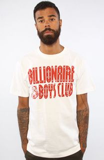 Billionaire Boys Club Tee Classic Straight Logo Crew in White Red