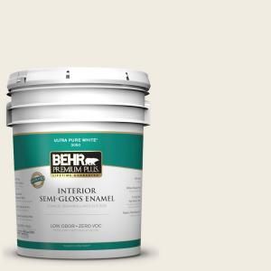 BEHR Premium Plus 5 gal. #1812 Swiss Coffee Semi Gloss Enamel Interior Paint 305005