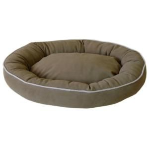 X Large Microfiber Oval Lounge Dog Bed with Linen Piping   Sage 02132