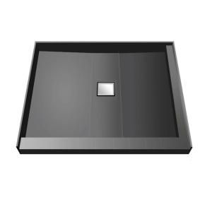 Wonder Drain 48 in. x 48 in. Double Threshold Shower Pan in Black WD4848CDR PVC
