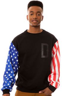 Defyant The Stars Stripes Sleeve Crewneck Sweatshirt in Black
