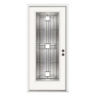 JELD WEN Cordova Full Lite Primed White Steel Entry Door with Brickmould and Nickel Caming THDJW166700600