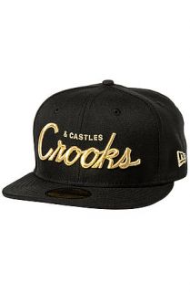 Crooks & Castles Hat Team Crooks Fitted in Black and Gold
