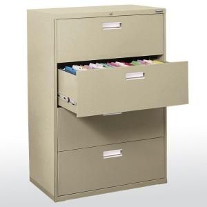 Sandusky 600 Series 36 in. W 4 Drawer Lateral File Cabinet in Putty LF6A364 07