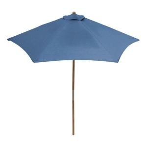 Hampton Bay 9 ft. Teak Patio Umbrella in Sunbrella Canvas Sapphire 9945 01052100