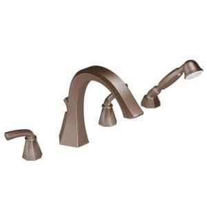 MOEN Felicity 2 Handle Deck Mount Roman Tub Faucet Trim with Hand Shower in Oil Rubbed Bronze TS244ORB