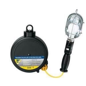 Tasco 20 ft. 18/3 SVT Metal Guard Work light Retractable Cord Reel   Yellow and Black 07 00252