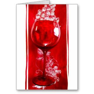 red wine glass PRINT Greeting Cards