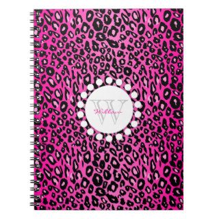 Pink Leopard Print Custom Monogram Journals