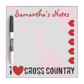 PERSONALIZE I Heart Cross Country   I Love CC Dry Erase Boards