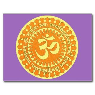 Om Aum   Sanskrit   Indian    Yoga  Gayatri Mantra Post Card