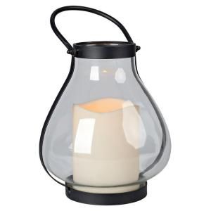 11 in. Glass Hurricane Lantern with Timer Candle 38538