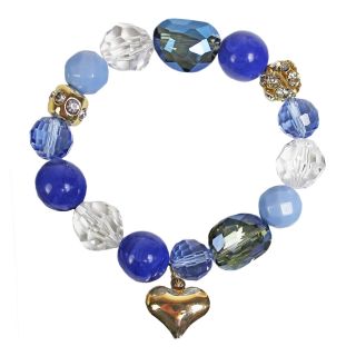 MIXIT Heart Charm Stretch Bracelet, Blue