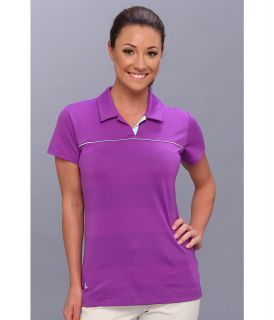 adidas Golf Puremotion Print 3 Stripes Polo 14 Womens Short Sleeve Knit (Purple)