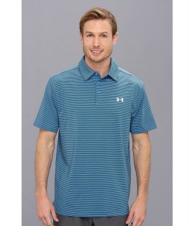 Under Armour Golf Elevated Heather Stripe Polo Mens Short Sleeve Knit (Blue)