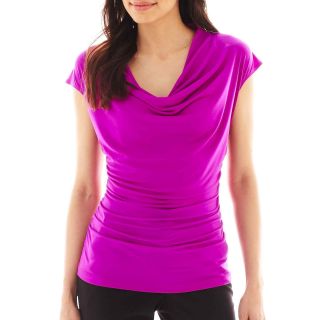 Worthington Rouched Cowlneck Top   Petite, Eyes Allover