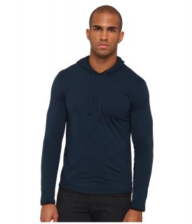 Vince Double Layer Jersey Hoodie Mens Sweatshirt (Blue)