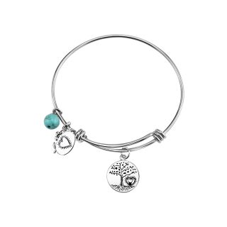 Bridge Jewelry Footnotes Too Stainless Steel Turquoise & Love Life Charm