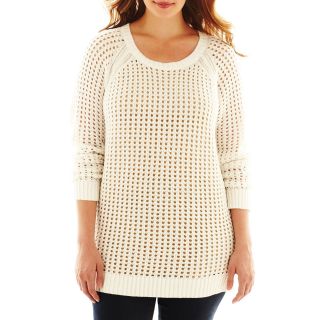 A.N.A Pointelle Sweater   Plus, Snowdrift, Womens