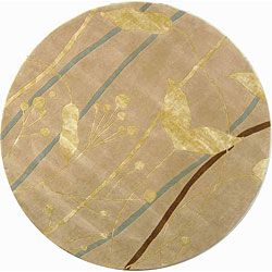 Handmade Rodeo Drive Parad Ivory/ Gold N.Z. Wool Rug (79 Round)