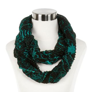 Abstract Floral Print Infinity Scarf, Jade, Womens