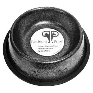 Platinum Pets Stainless Steel Embossed Non Tip Dog Bowl   Silver Vein (7 Cup)