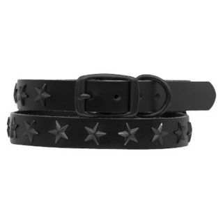 Platinum Pets Black Genuine Leather Dog Collar with Stars   Black (17 20)