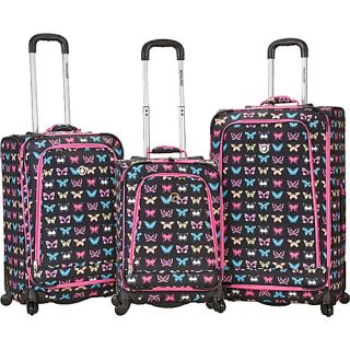 3 Piece Monte Carlo Spinner Luggage Set Butterfly   Rockland Lu