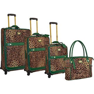 Pebble Grain Collection 4pc Luggage Set Leopard   Adrienne Vi
