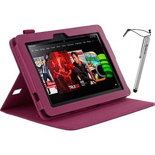 Dual View Leather Case w/ Stylus for Kindle Fire HD 8.9 Magenta   rooCA