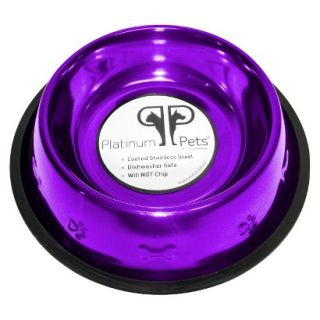 Platinum Pets Stainless Steel Embossed Non Tip Dog Bowl   Purple (4 Cup)