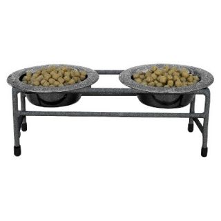 Platinum Pets Modern Double Cat Feeder with Two Stainless Steel Wide Rimmed