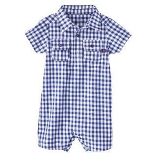 Just One YouMade by Carters Boys Short Sleeve Checked Romper   Navy/White 18 M