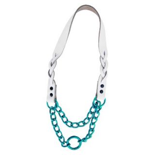 Platinum Pets Braided White Leather Martingale   Teal (15)